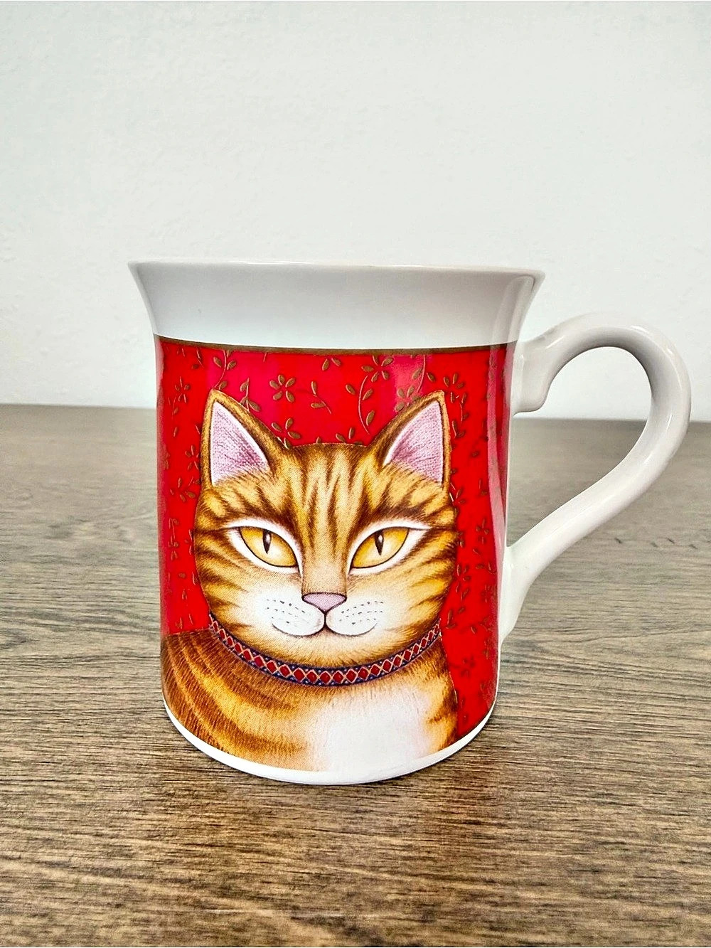 Hallmark Cat Mug Red & White Vintage 1987